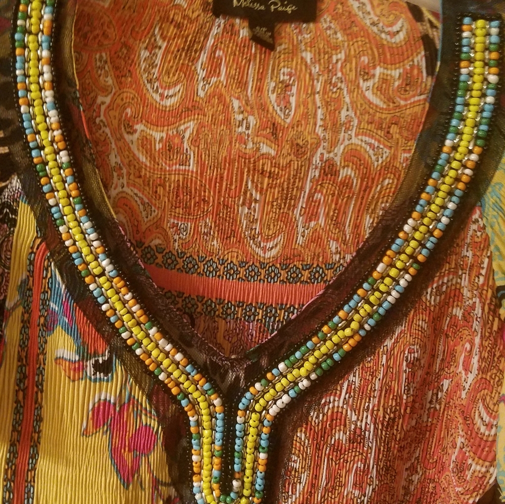 Cute multi colored top with beads